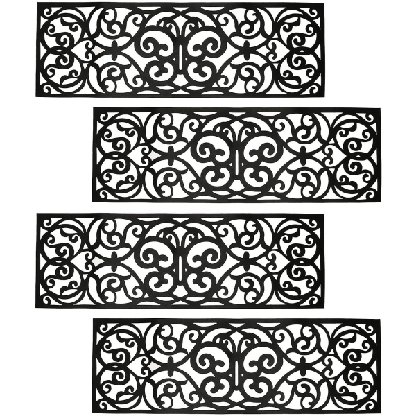 4-pack halkfria trappmattor av gummi - rullande dörrmattor för utomhus, inomhus, entré, trappor - 29" x 9,5"