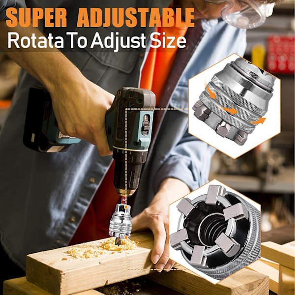 Super Säädettävä Universaali Hylsy 3/8-3/4'' (10mm-19mm) Rattaallinen Avain Porakoneen Sovittimella 3-osainen Sarja Ammattimainen Korjausvälineet Isän Päivälahjat Miehille Joulu