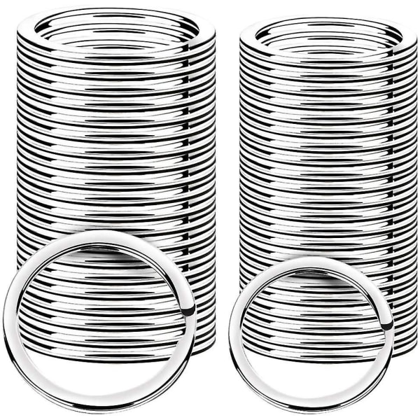 100 stk. delte nøkkelringer, flate metalldelte nøkkelringer i bulk for hjem, bilnøkler, anheng, DIY-kunst