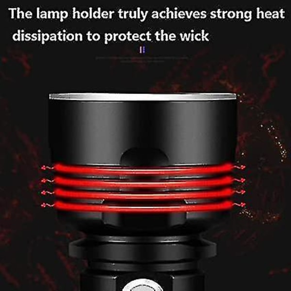 30 000-100 000 Lumen Högpresterande LED Vattentät Ficklampa Ultra Ljusstark, 3 Lägen Mest Kraftfull 50W XLM-P70 LED USB Laddningsbar F