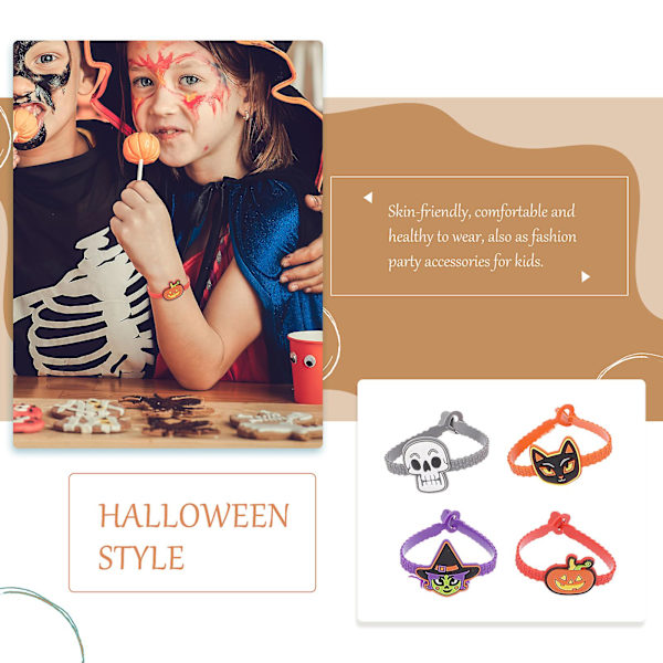 20 kpl Halloween-rannekorut säädettävät haamu noita kurpitsa rannekorut