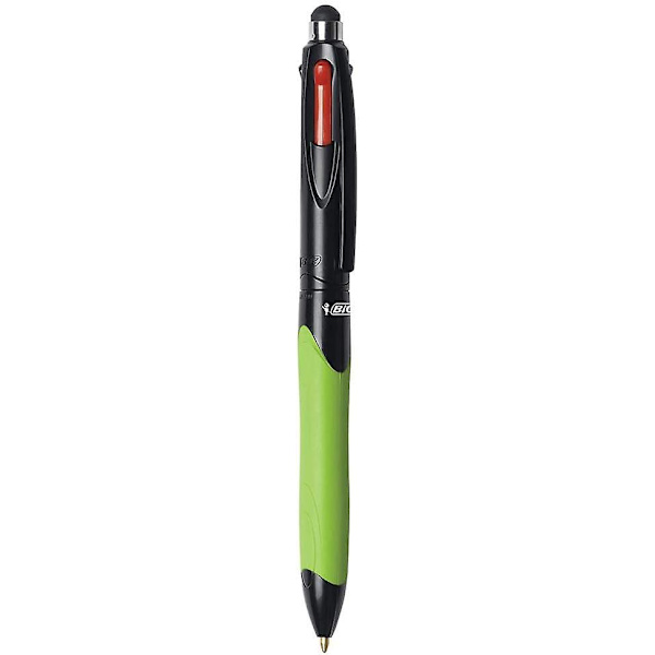3 X Bic 4-farges Retractable Ballpoint Penner Med Ergonomisk Grep & Stylus, 0,4mm Spiss, Svart, Blå, Rød & Grønn Blekkfarger (oem Pac
