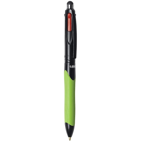 3 X Bic 4-färgs Retractable Kulspetspennor Med Ergonomiskt Grepp & Stylus, 0,4 mm Spets, Svart, Blå, Röd & Grön Bläckfärger (oem Pac