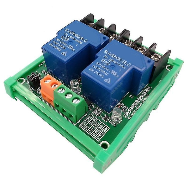 2-kanals relämodul 30A med optokopplare, isolering, hög/låg för PLC med DIN-skena 5V