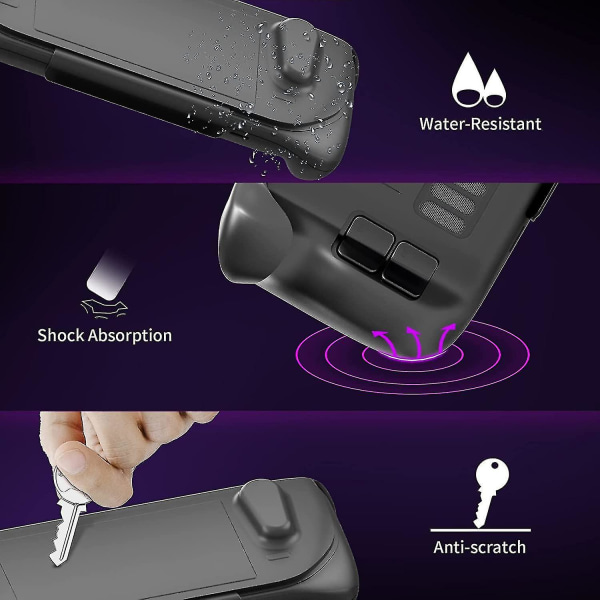 Etui med Kickstand Kompatibel for Steam Deck, Myk TPU Anti-Skli Steam Deck Deksel med Avtakbar Frontplate
