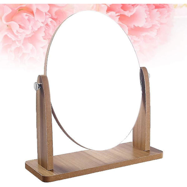 Træmakeup Spejl Med HD Træramme (Ovalt Træ)