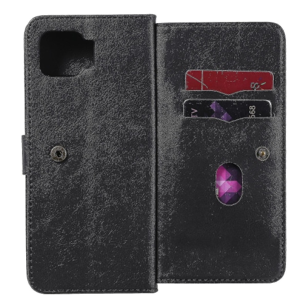 Motorola Moto G 5g Plus case Retro-nahkainen lompakko Flip Magneettinen cover 10 korttikotelo - musta