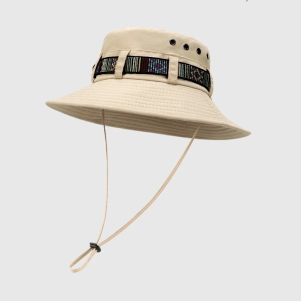 Sommerbøttehatt for utendørs UV-beskyttelse Mesh Strandfiskehatt med Safari Panama Design for Fotturer og Jakt Beige