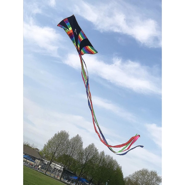 Bred fargerik kite regnbue livlige farger for barn og voksne vinger, lett å montere