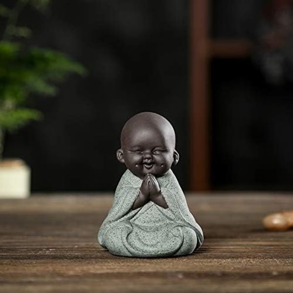 Keramisk Søt Buddha-statue Munkefigur Kreativt babyhåndverk Dukker Ornamenter Gave Klassisk delikat Keramikk Kunst og håndverk Te Ac