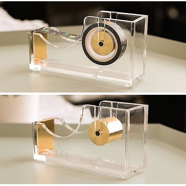 1 st Transparent Akryl Tejpdispenser Tejpklippare Kontorsmaterial Halksäker Lätt att Använda