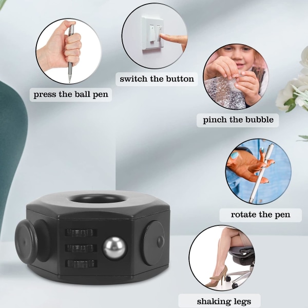 Fidget Cube Stress Relief Legetøj, 6 Sidet Infinity Cube Fidget Legetøj til børn og voksne, Heavy Duty ABS Plast Sensory Fidget Toy til