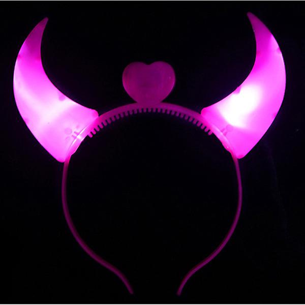 Led Light Up Vilkkuva Devil Horns -pääpanta Hehkuva Devil Horns -led-asunauha (vaaleanpunainen)