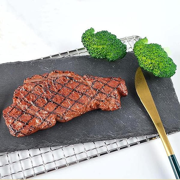 2 st Simulerad Matbiff Artificiell Livsliknande Biff Falsk Kokt Rostbiff Köttmodell för Hemköksskåp Skrivbord Butiker Fest Dekoration Provvisning P