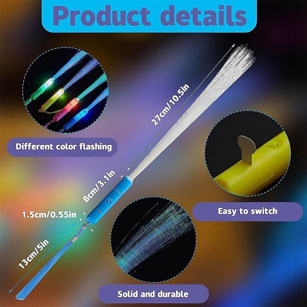 24 st Glow Fiber Wands Sticks Led Light Wand Fiberoptiska Wands Blinkande Sticks För Fest Bröllop H