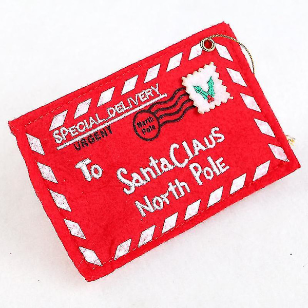 10 stk. Brev Slikpose Til Julemanden Filt Kuvert Broderi Julepynt Ornament Børn Børn Gave Kuvert