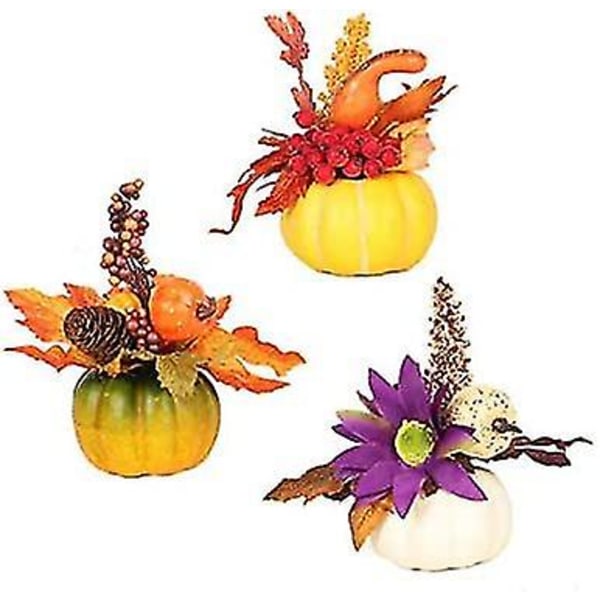 3 stk kunstige mini græskar Thanksgiving dekoration Efterårshøst falske græskar ahorn