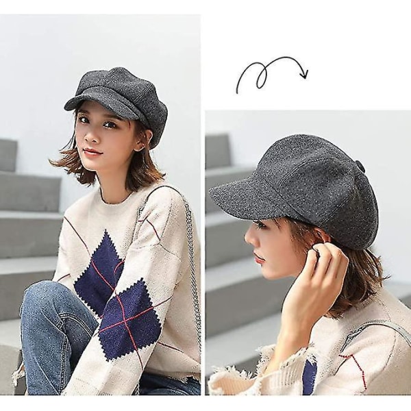 Dam Newsboy Cap Spetsig Vinterhatt Beret Vinter Höst Vinter