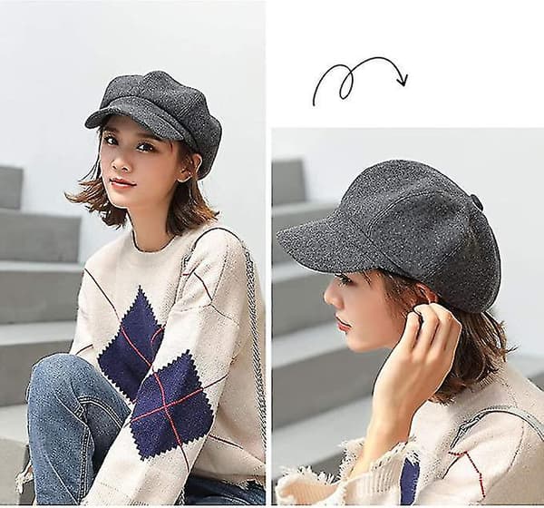 Dame Newsboy Caps Spiss Vinterhatt Beret Vinter Høst Vinter