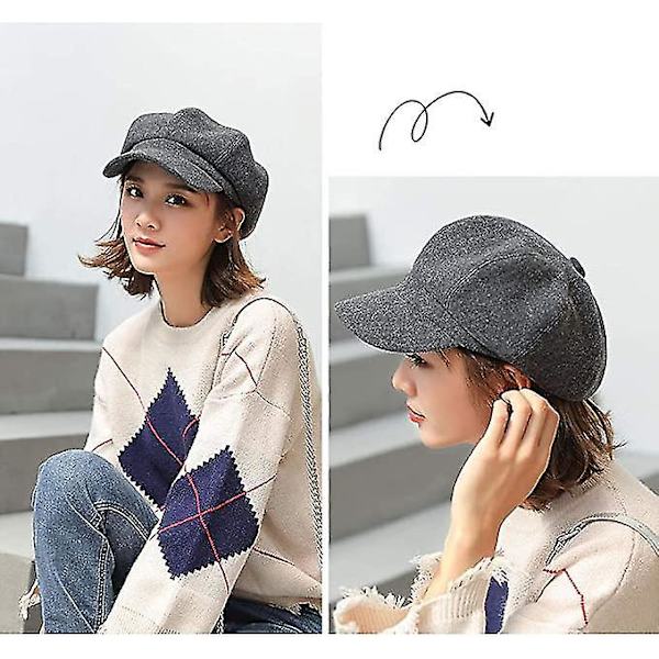 Dames Newsboy Hat Spids Vinterhat Beret Vinter Efterår Vinter