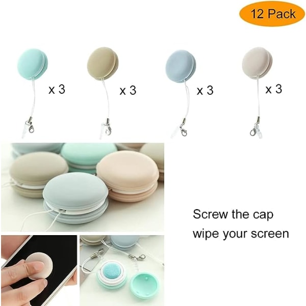 12 STK Macaron Mobile Phone Screen Wipe, Macaron Mobile Phone Screen Cleaning, Portable Mini Macaron Cleaning Cloth, Cellphone Touch Screen Computer Gl