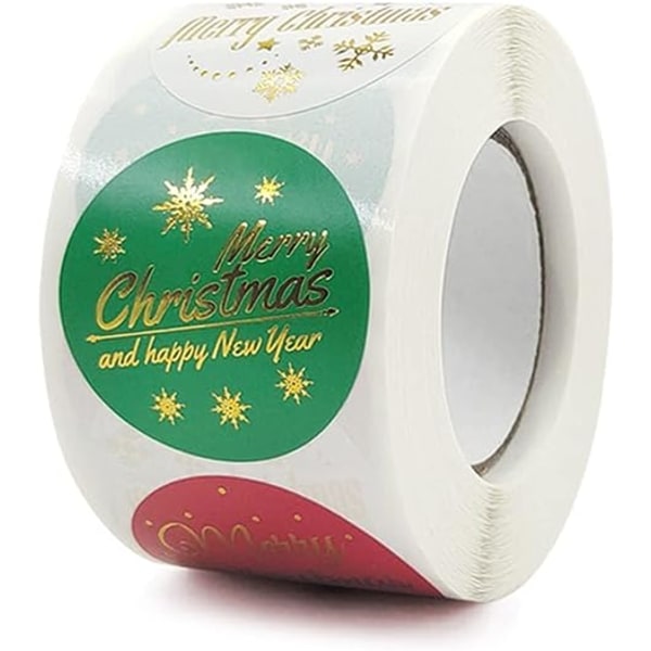 500 st Merry Christmas-klistermärken Etiketter Rulla 4-design Juldekorativa kuvertförseglklistermärke för kort Presentförpackning