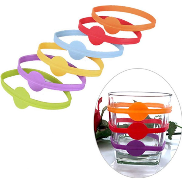 2 set med 12 st dricksglasmarkörer återanvändbara färgglada bägare vatten dryckeskopp remsa markör cocktailglas festlösning för hem KTV bar dekor