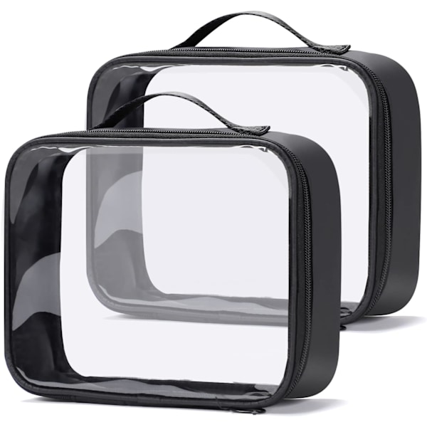 Transparent sminkväska, Etercycle 2 stycken TSA-godkänd resetoalettväska transparent toalettväska bärbar vattentät PVC toalettväska för män och kvinnor