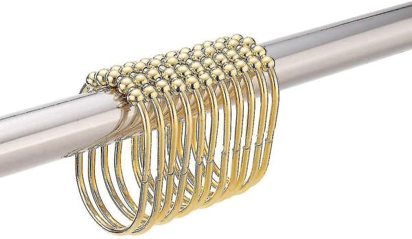 Duschdraperi Krokar Ringar, Metall Bred Duschdraperi Ringar Krokar För Rum Duschstång Gardiner, Guld, Set Om 12