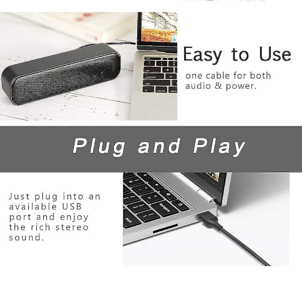 USB-høyttaler for datamaskin, kablet mini lydplanke for datamaskin