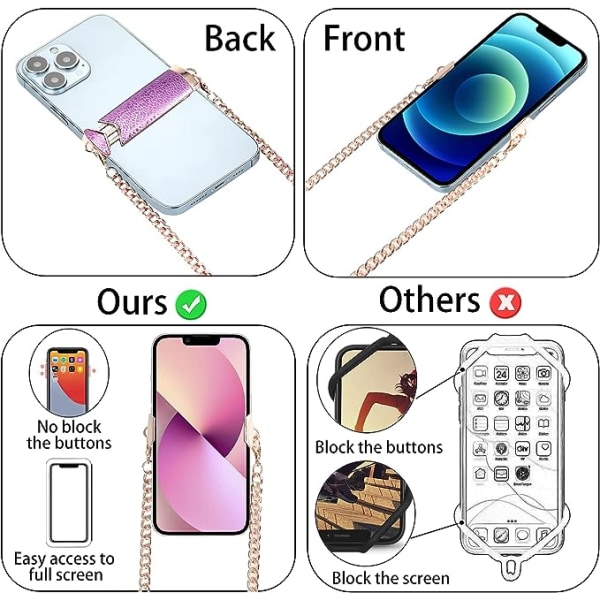 Universal Mobiltelefonsnorholder, Metal Crossbody-telefonsnor med aftagelig klips til kvinder Telefonstrop Sikkerhedsstrop Kompatibel med iPhone 14