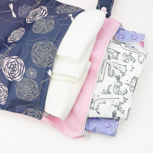 3 stk/sett Våt Tørr Bag Baby Bleie Organizer Bag Gjenbrukbar Vaskbar Tøybleie Bag( Størrelse : 4 )