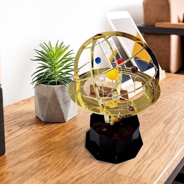 Model af Solsystemet 3D Metal Retro Kontor Bord Ornament, Håndlavet Solsystem Model til Teac