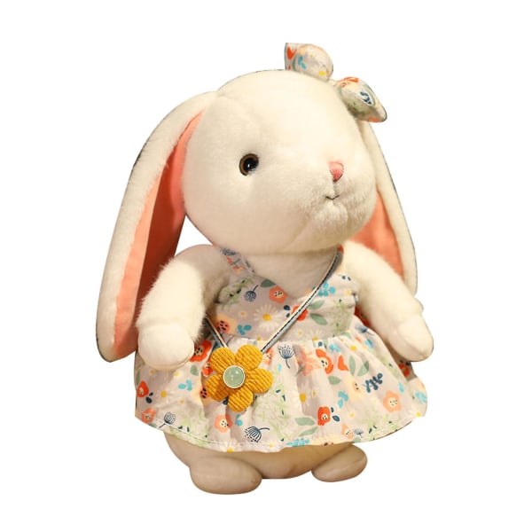 Bunny Plyschleksak Mjukt Bekvämt Plyschtyg Full Fyllning Pp Bomull Vit Bunny Doll Med Blommig kjol Gul 30cm/11.8in Blue 40cm