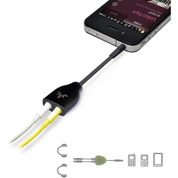Tr302-kaksoiskuulokejakaja, 3,5 mm:n Aux-stereosovittimen kuulokeliitäntä, yhteensopiva iPhonen kanssa Samsung-älypuhelimien MP3-soitin