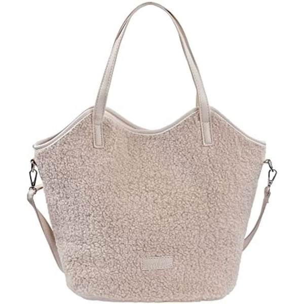 Kvinners store fleece sherpa tote bag teddy plysj fluffy pels håndvesker for kvinner jenter veske