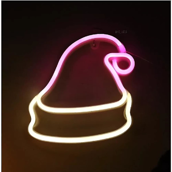 Julepynt Smuk Neon Skilt LED Julemand Hat Neon Lys Juleaften Dekoration Lys USB Drevet Til Soveværelse Vægge Dekorationer (ingen Batteri) 1 stk)