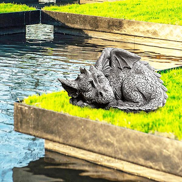 Sød sovende baby drage statue have dekoration kunst harpiks håndværk Loong med vinge
