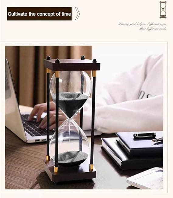 Sandtimer, Timglas, Sandklocka, Sandtimer Dekoration, Sandtimer med Träbas, 60 Minuter