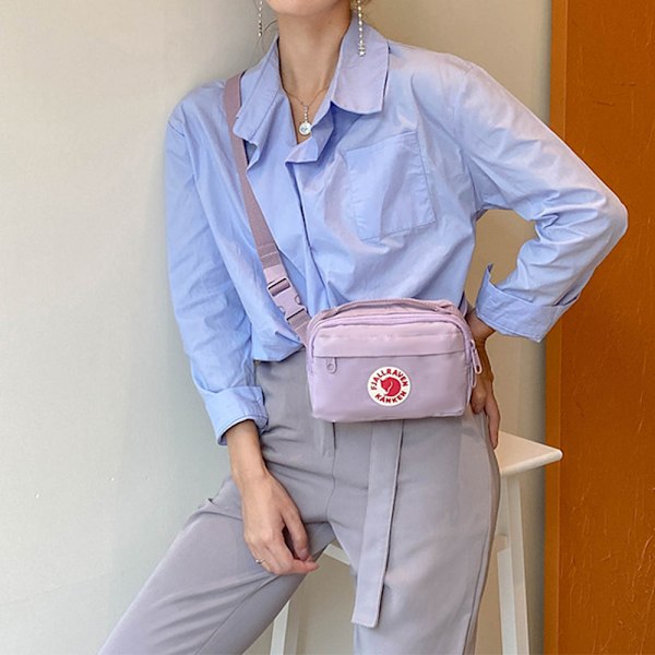 Liten Canvas Midjeveske Fanny Pack Belteveske Blå for Kvinner og Menn Purple