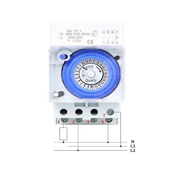 Mekanisk Timer 24 Timer Tidbryter Relé Elektrisk Programmerbar Timer 24 Timer Sul181h Din Skinne