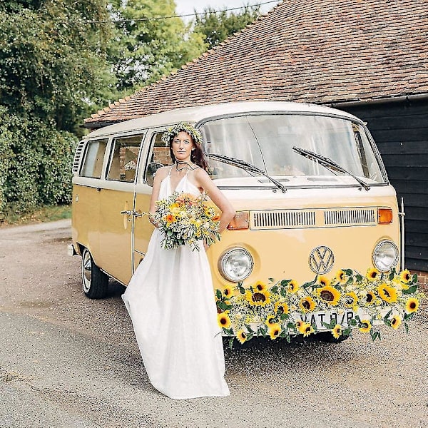3 Pakke Kunstig Solsikke Girlander Silke Solsikke Vinstokk Kunstige Blomster Med Grønne Blader Til Bryllup Bord Dekor
