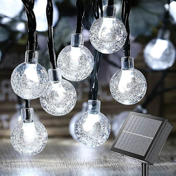 Køligt Hvid 100led 72ft Solcelledrevet Solstrenglys Udendørs Strømførende Terrasselys Med 8 Lystilstande, Vandafvisende Krystal Globe Lys