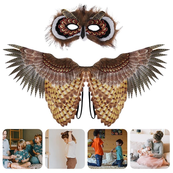 1 sæt Owl Wings Mask Dyr Ugle kostume Sæt Stage Performance Prop Børnelegetøj