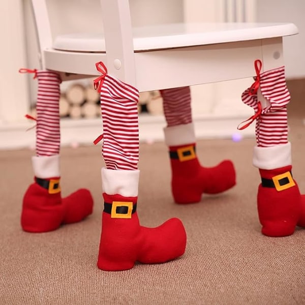 4-pack Julstolsbensöverdrag Juldekorationer Bordsskydd Heminredning Matbordsskydd Stolsbensöverdrag Jul