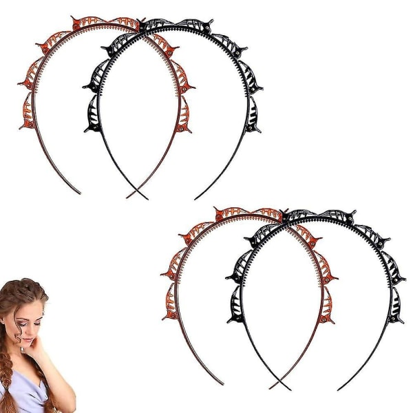 4 stk. hår-twister-hovedbånd, pandehår frisure hårnål, twist clip-hovedbånd, hårbånd hovedbånd hårholder, diy hårbånd