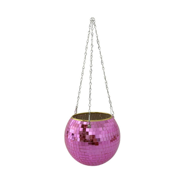 Spegeldiscokula Hängande Planterkorg Glänsande Blomkruka Fönster Växtkorg ( Storlek, färg: Rosa-15cm