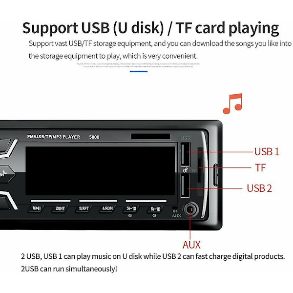 Autoradion Bluetooth, 1din Autoradion, 4x60w Autoradion 7 Väriä Fm Stereo Radio Usb/sd/aux/eq/mp3 Soitin Pioneer Autoradion