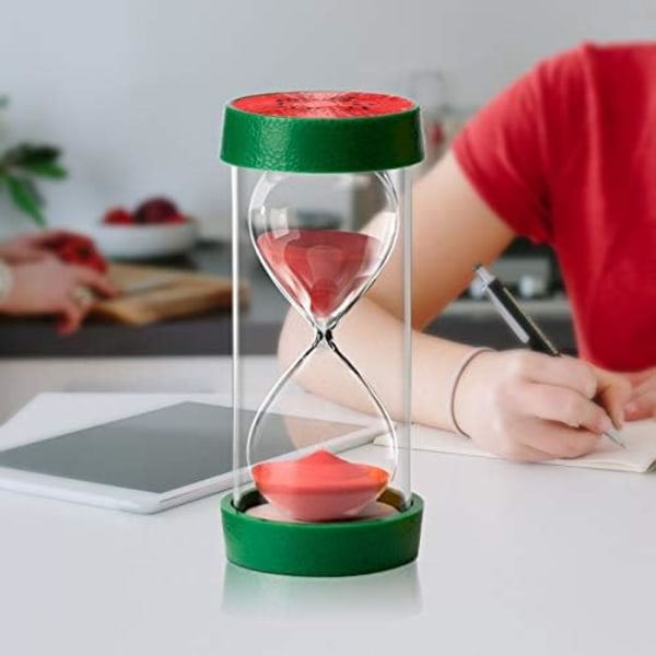 Timeglas med frugtdesign i klart glas - Sandur - Rumindretning - Hjemmedekoration (Farve: Vandmelon, Tid: 10 min)