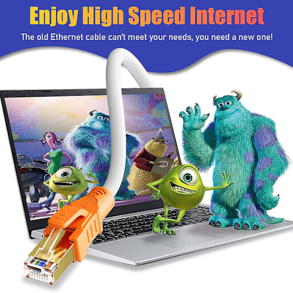 Ethernetkabel Cat8 10m, Hög Hastighet Internetkabel 40gbps 2000mhz S/ftp Lan Kabel Skärmad Poe Rj45 Kabel 10 Meter 26awg Nätverk